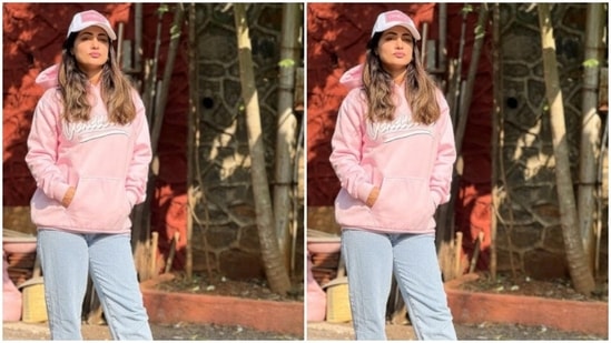 On the streets of Mumbai, Hina posed in her casual attire and set major winter fashion goals for us.(Instagram/@realhinakhan)