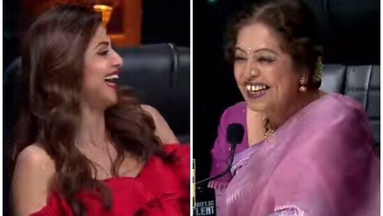 Shilpa Shetty and Kirron Kher from the sets of India's Got Talent.&nbsp;(Instagram)