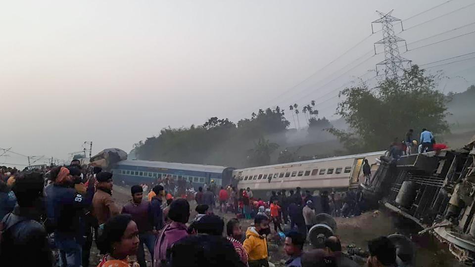 Jalpaiguri: Rescue and relief operation after Guwahati-Bikaner Express got derailed at Maynaguri in Jalpaiguri district of West Bengal (PTI) Jalpaiguri: Rescue and relief operation after Guwahati-Bikaner Express got derailed at Maynaguri in Jalpaiguri district of West Bengal (PTI)