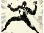 This image provided by Heritage Auctions shows Page 25 from the 1984 Marvel comic Secret Wars No 8, which tells the origin story of Spider-Man's now-iconic black costume. This image provided by Heritage Auctions shows Page 25 from the 1984 Marvel comic Secret Wars No 8, which tells the origin story of Spider-Man's now-iconic black costume. 