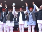 Former UP ministers and BJP MLAs join the Samajwadi Party on Friday.(Deepak Gupta/HT Photo)