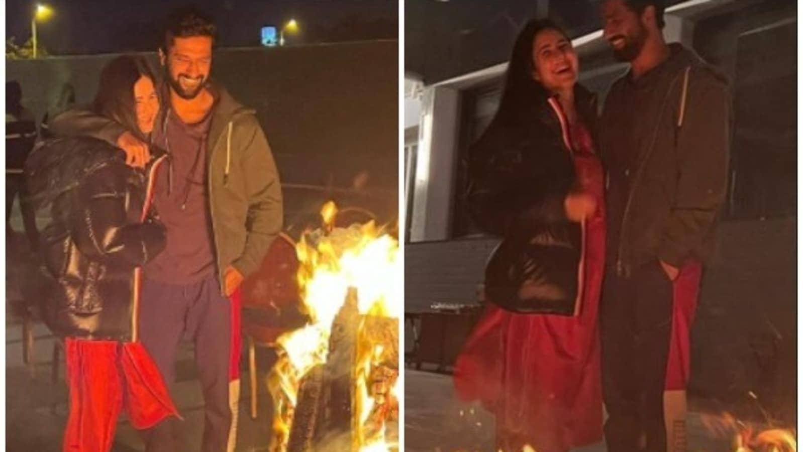 Katrina Kaif, Vicky Kaushal snuggle up around bonfire as they celebrate  first Lohri after marriage. See pics - Hindustan Times