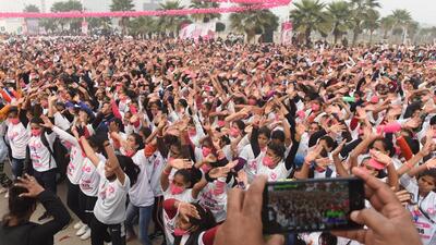 Thousands of girls participated in the ‘Ladki hoon, lad sakti hoon’ marathon organized by UP Congress, ahead of the upcoming elections, at Ekana International Cricket Stadium in Lucknow on December 28. Sampat Pal Devi, founder of Gulabi Gang, quit the party after she was denied a ticket for the upcoming assembly polls. (HT photo) Thousands of girls participated in the ‘Ladki hoon, lad sakti hoon’ marathon organized by UP Congress, ahead of the upcoming elections, at Ekana International Cricket Stadium in Lucknow on December 28. Sampat Pal Devi, founder of Gulabi Gang, quit the party after she was denied a ticket for the upcoming assembly polls. (HT photo)