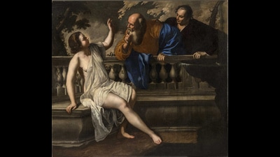 Shush, Woman!: Susanna and the Elders (1652) by Artemisia Gentileschi (1598-1653). Found in the Collection of Pinacoteca Nazionale di Bologna. (Fine Art Images/Heritage Images/via Getty Images)