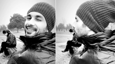 Shahid Kapoor gives a flying kiss to Mira Rajput.