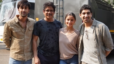Nagarjuna with Ranbir Kapoor, Alia Bhatt and Ayan Mukerji. (Twitter) Nagarjuna with Ranbir Kapoor, Alia Bhatt and Ayan Mukerji. (Twitter)