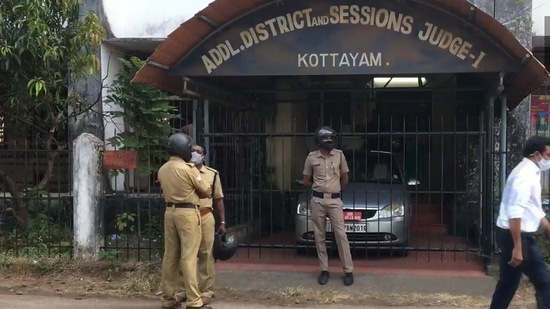 Policemen outside court. (ANI Twitter)