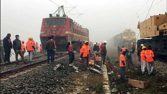 Rescue operation is underway following the Bikaner-Guwahati Express accident in West Bengal's Jalpaiguri on Friday. At least 9 people died in the accident. (ANI)
