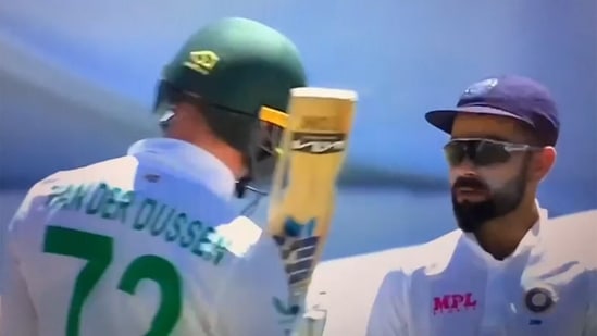 Virat Kohli has a word with Rassie van der Dussen. (Twitter/Screengrab) Virat Kohli has a word with Rassie van der Dussen. (Twitter/Screengrab)