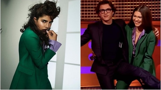 Priyanka Chopra or Zendaya: Who wore the stylish green Valentino suit with purple shirt better?