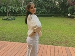 Navya Naveli Nanda shared pictures of herself posing on a lawn. Navya Naveli Nanda shared pictures of herself posing on a lawn.