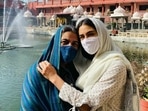 Sara Ali Khan and Amrita Singh at the temple. Sara Ali Khan and Amrita Singh at the temple.