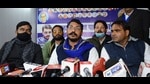 Bhim Army chief Chandrashekhar Azad addresses a press conference in Lucknow, on Saturday. (HT Photo) Bhim Army chief Chandrashekhar Azad addresses a press conference in Lucknow, on Saturday. (HT Photo)