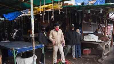 A security personnel at Ghazipur flower market on Saturday, a day after an IED was found. (PTI) A security personnel at Ghazipur flower market on Saturday, a day after an IED was found. (PTI)