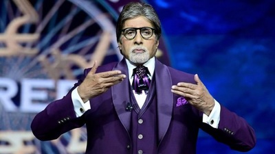 A file photo of Amitabh Bachchan from the sets of Kaun Banega Crorepati 13.