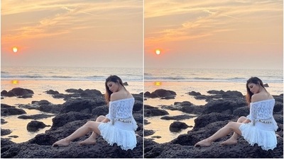 Mouni left her long silky tresses open in a messy side-parted hairdo for most of the pictures. The star also tied her locks in a centre-parted messy bun with a few strands of her locks sculpting her face. (Instagram/@imouniroy) Mouni left her long silky tresses open in a messy side-parted hairdo for most of the pictures. The star also tied her locks in a centre-parted messy bun with a few strands of her locks sculpting her face. (Instagram/@imouniroy)