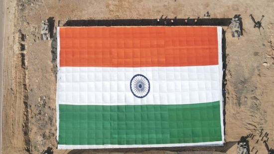 ‘Monumental National Flag’ displayed in Rajasthan's Longewala (ANI)