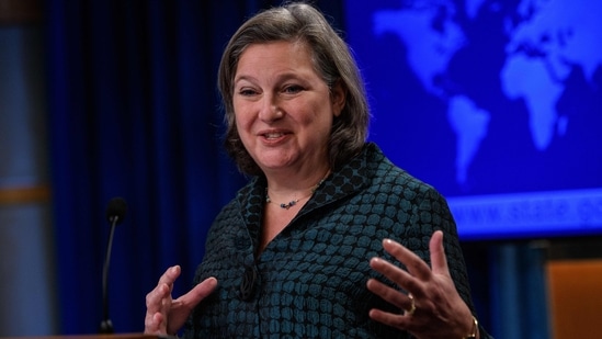 US Under Secretary of State for Political Affairs Victoria Nuland speaks at a press briefing at the State Department in Washington, DC,. (AFP)