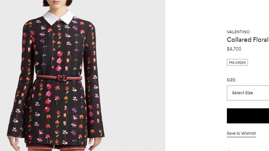 The collared floral-print mini dress-cum-playsuit from Valentino costs $4,700 or <span class=
