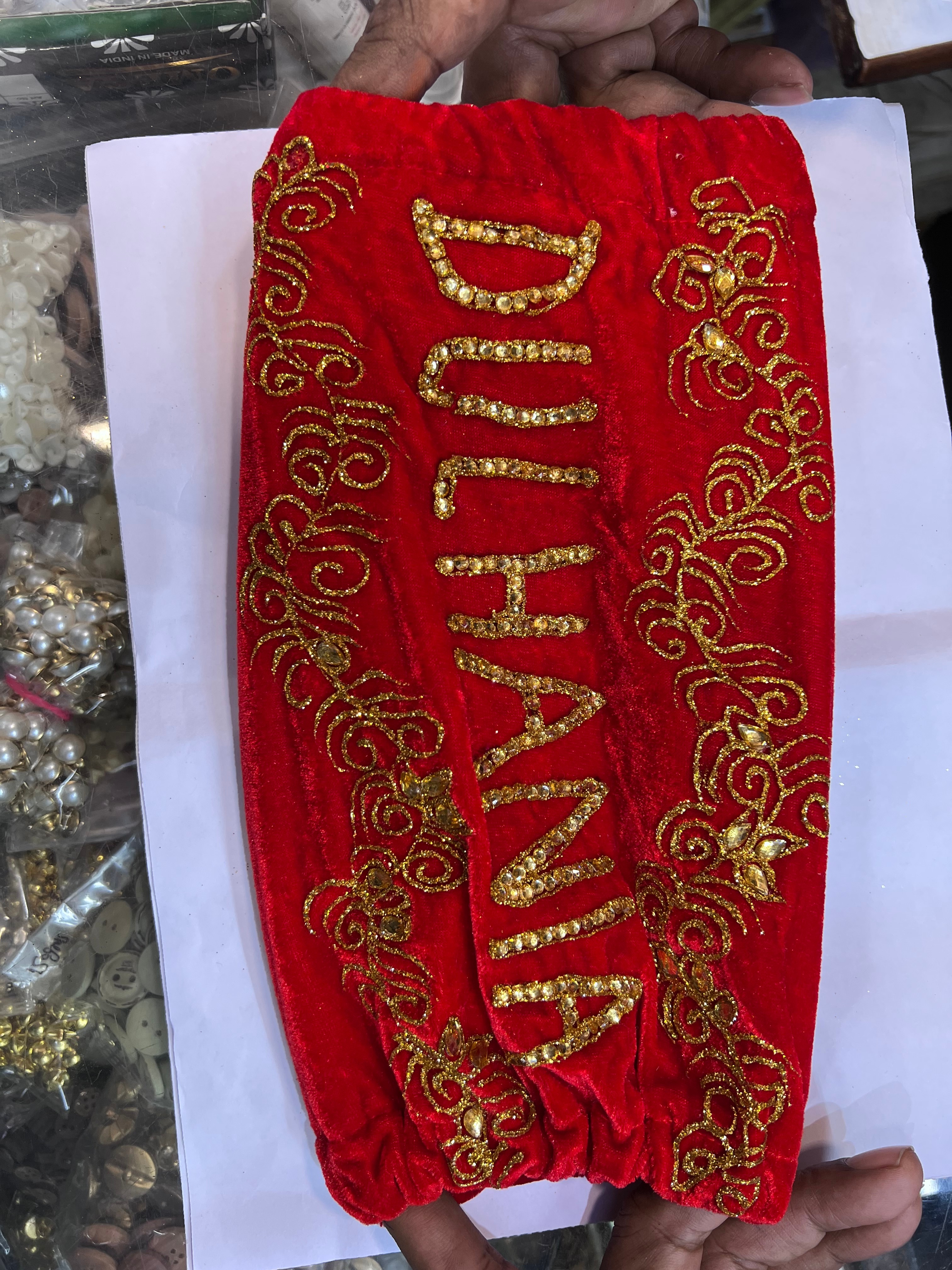These choodha covers can be customised with the bride’s name as well. (Photo: Dhruv Sethi/HT) These choodha covers can be customised with the bride’s name as well. (Photo: Dhruv Sethi/HT)
