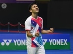 Lakshya Sen celebrates after winning the India Open title.(HT Media) Lakshya Sen celebrates after winning the India Open title.(HT Media)
