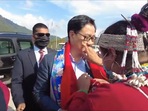 Union minister Kiren Rijiju visits Bana village in East Kameng district of Arunachal Pradesh to attend the Sarok festival.(Twitter/@KirenRijiju) Union minister Kiren Rijiju visits Bana village in East Kameng district of Arunachal Pradesh to attend the Sarok festival.(Twitter/@KirenRijiju)