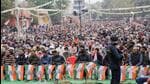Jammu: Congress supporters during a public rally at Khour village near Jammu, Sunday, Dec. 26, 2021. (PTI Photo)(PTI12_26_2021_000054B) (PTI)