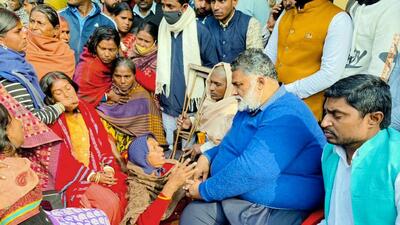 Jan Adhikar Party chief Rajesh Ranjan meets the victim's family members of the Nalanda hooch tragedy on Sunday. The death toll rose to 13, prompting the Bihar government to form an SIT to probe the case. (ANI) Jan Adhikar Party chief Rajesh Ranjan meets the victim's family members of the Nalanda hooch tragedy on Sunday. The death toll rose to 13, prompting the Bihar government to form an SIT to probe the case. (ANI)