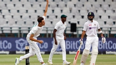 Cape Town, Jan 11 (ANI): South Africa's Marco Jansen delivers a ball as India's Virat Kohli looks on during the first day of the third Test cricket match between South Africa and India at Newlands stadium in Cape Town on Tuesday. (ANI) Cape Town, Jan 11 (ANI): South Africa's Marco Jansen delivers a ball as India's Virat Kohli looks on during the first day of the third Test cricket match between South Africa and India at Newlands stadium in Cape Town on Tuesday. (ANI)