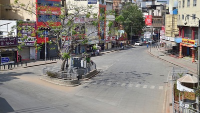Bengaluru's Majestic Circle during the weekend curfew on Sunday.&nbsp; (PTI)