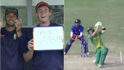 Dewald Brevis scored 65 against India in the U19 World Cup game. (Twitter) Dewald Brevis scored 65 against India in the U19 World Cup game. (Twitter)