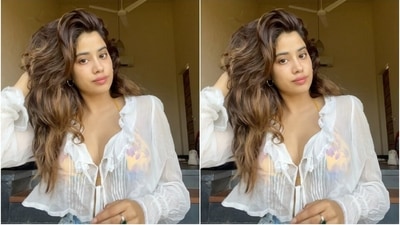 Janhvi wore it with a floral printed yellow bikini top and light blue denim shorts. The star left her wavy tresses open in a side parting, and for glam, she opted for mauve lips, dewy skin and mascara-adorned lashes. A pair of gold hoop earrings rounded off the look. (Instagram/@janhvikapoor)