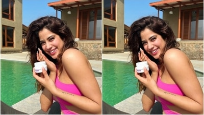 Janhvi's flirty and trendy one-shoulder monokini comes in a light purple shade. It features a body-hugging silhouette and sheer panels placed intricately placed on the ensemble to show off the star's curves. (Instagram/@janhvikapoor)