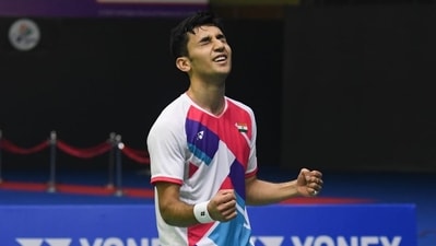 Lakshya Sen celebrates after winning the India Open title. (HT Media) Lakshya Sen celebrates after winning the India Open title. (HT Media)