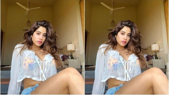 Janhvi also shared photos of herself wearing a summer-ready chic crop top and denim shorts set. She flaunted her sunkissed and glowing skin in these pictures.(Instagram/@janhvikapoor)
