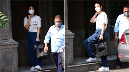 Kareena Kapoor outside Randhir Kapoor's house.&nbsp;(HT Photo/Varinder Chawla)