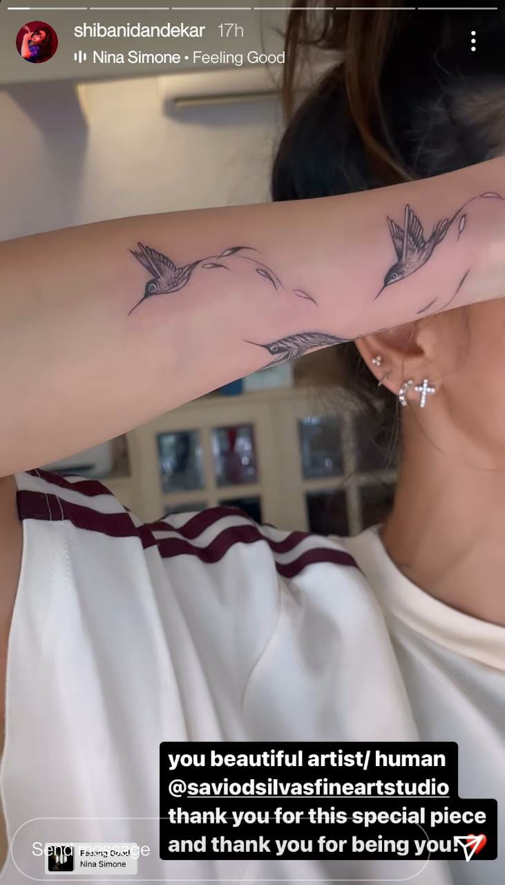 One of the videos posted by Shibani showing off her tattoo.