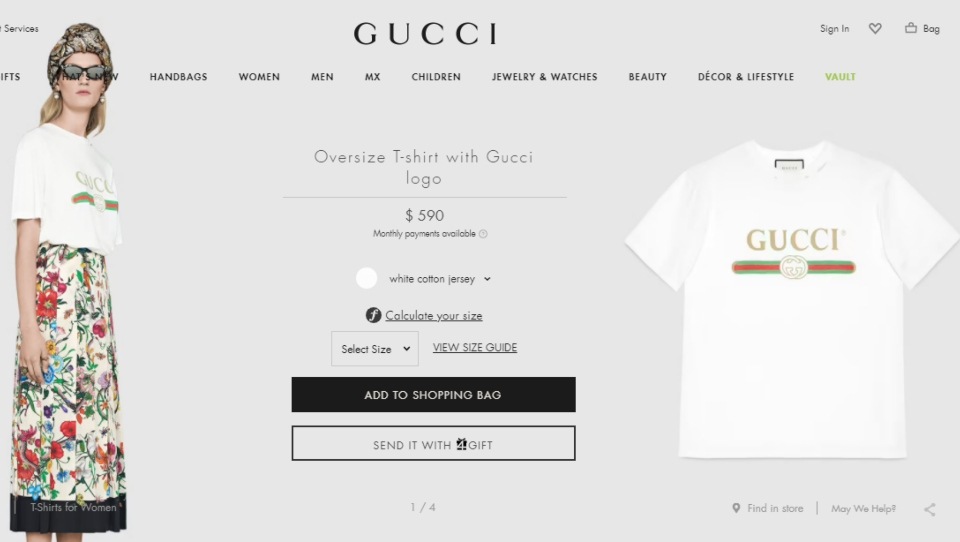 The Oversize T-shirt with Gucci logo.&nbsp; (gucci.com)