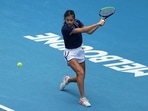 Britain's Emma Raducanu during a practice in the lead-up to the 2022 Australian Open