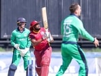 Keiron Pollard plays a shot in the 3rd ODI between Ireland and West Indies(Twitter/cricketireland) Keiron Pollard plays a shot in the 3rd ODI between Ireland and West Indies(Twitter/cricketireland)
