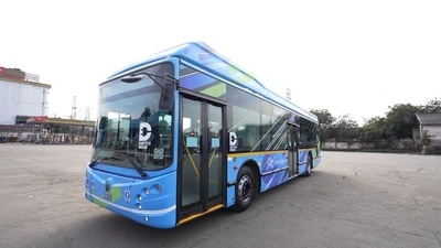 The first electric bus prototype arrived in Delhi earlier this month. (Twitter/@kgahlot)