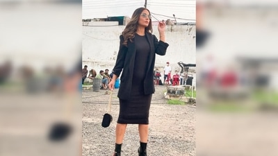 With her highlighted hair left open, Hina Khan gave a boss-lady pose for the camera. (Instagram/@realhinakhan) With her highlighted hair left open, Hina Khan gave a boss-lady pose for the camera. (Instagram/@realhinakhan)