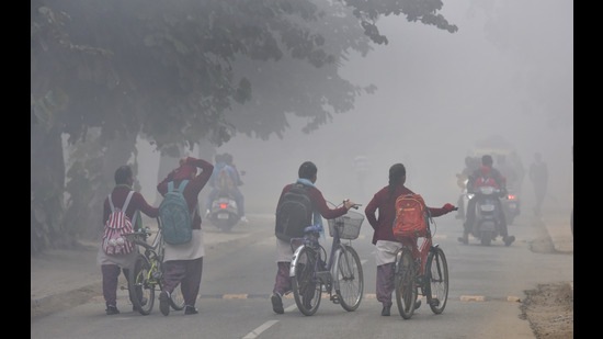 The minimum temperature in Ludhiana on Monday was 9.3°C, while the average temperature hovered around 17°C. (HT File)