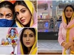 Sara Ali Khan, who garnered a lot of praises for her performance in the film Atrangi Re, recently shared a series of photos of herself and her mother Amrita Singh visiting the Khajrana Ganesh Temple in Indore.(Instagram/@saraalikhan95)