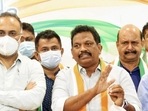 File photo of former BJP MLA Michael Lobo joining the Congress in Panaji.(PTI) File photo of former BJP MLA Michael Lobo joining the Congress in Panaji.(PTI)