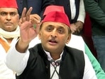 Samajwadi Party President Akhilesh Yadav addressing a press conference.(ANI )