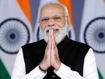 PM Modi addressed the BJP workers virtually due to restrictions imposed by the Election Commission on rallies in poll-bound states.(AP Photo) PM Modi addressed the BJP workers virtually due to restrictions imposed by the Election Commission on rallies in poll-bound states.(AP Photo)