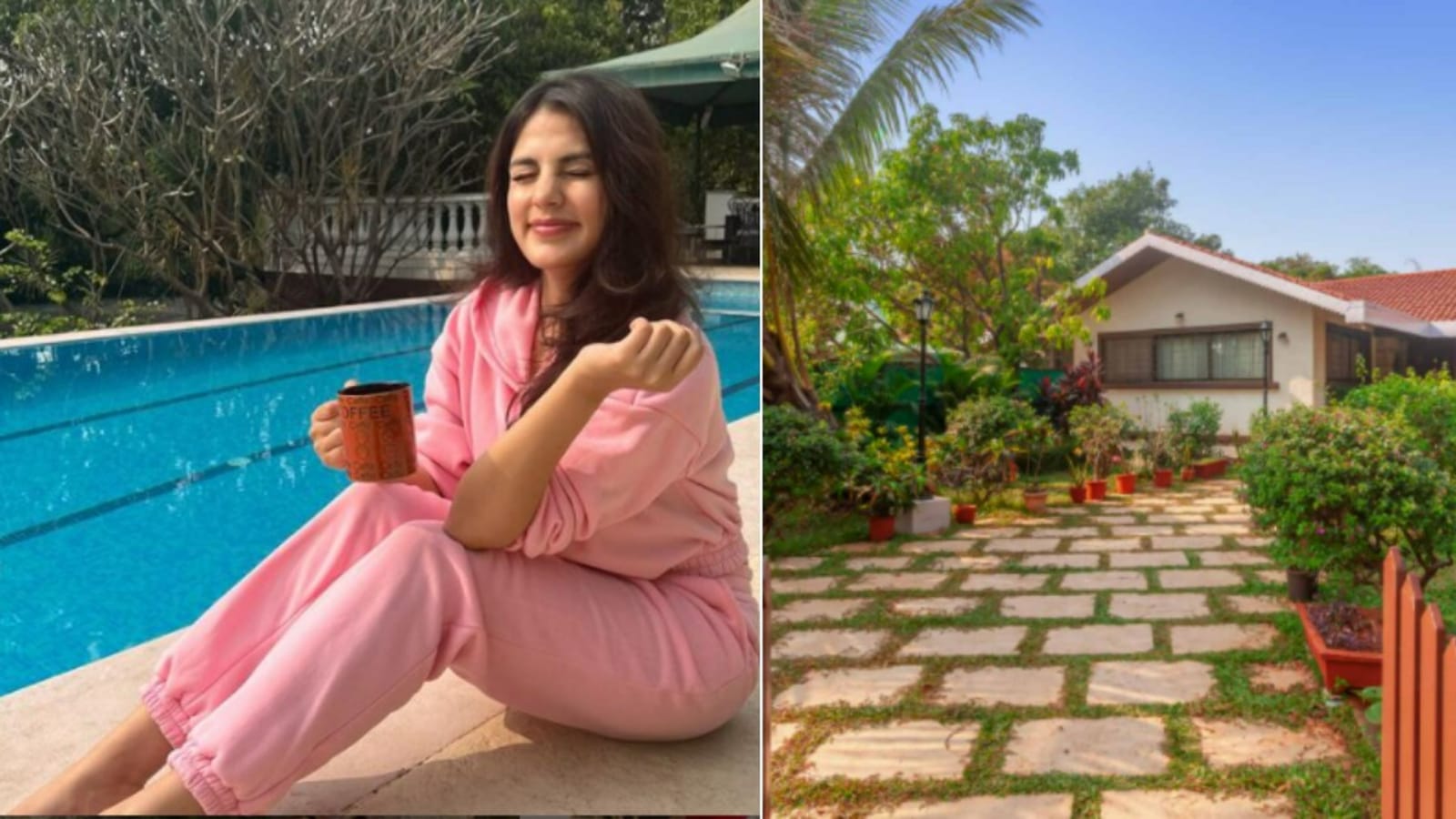 Rhea Chakraborty enjoys luxurious vacation in Alibaug, take a tour of her villa with swimming pool, mango orchards - Hindustan Times