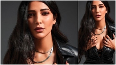 Black is her colour and this picture speaks volumes. She leaves jaws drop as she gives a bold pose for the camera in a leather dress with a plunging neckline. She picked her dress from Vero Moda and her accessories from Shoplune. (Instagram/@shrutzhaasan) Black is her colour and this picture speaks volumes. She leaves jaws drop as she gives a bold pose for the camera in a leather dress with a plunging neckline. She picked her dress from Vero Moda and her accessories from Shoplune. (Instagram/@shrutzhaasan)