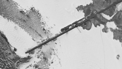 Satellite image shows China’s bridge across frozen Pangong Lake, that will link roads on the north and south banks. (ANI) (HT_PRINT) Satellite image shows China’s bridge across frozen Pangong Lake, that will link roads on the north and south banks. (ANI) (HT_PRINT)